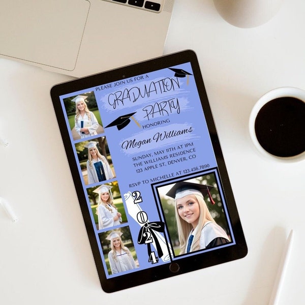 Customizable Graduation Party Invitation | Canva Design | Personalized Grad Invite | High School, College, University | Digital or Print