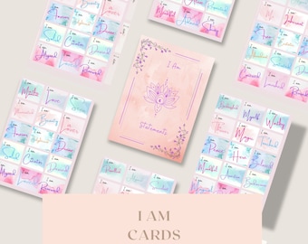 I AM Affirmation Cards, Feminine Positive Statements (PDF Download)