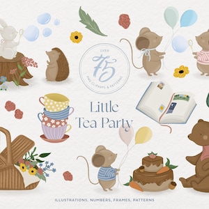 Petit goûter, animaux mignons cadres ruban Clipart, clipart bébé enfant, clipart chambre d'enfant, événements marquants de bébé, baby shower
