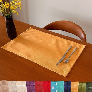 Spill-Proof and Scratch Resistant Linen Placemats, Set of 2,4,6,8,10,12, Yellow and Different Color Options, Mothers Day Gift