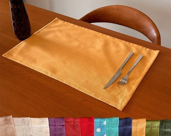 Spill-Proof and Scratch Resistant Linen Placemats, Set of 2,4,6,8,10,12, Yellow and Different Color Options, Mothers Day Gift