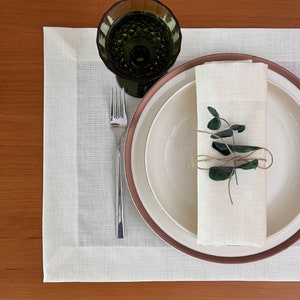 White Linen Placemat,Set of 2,4,6,8,10,Handmade Placemats for Luxury and Rustic Table Decor, Wedding Table Decor
