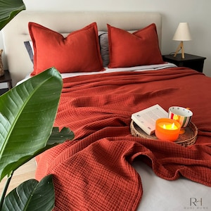 Manta de muselina suave de 4 capas, algodón, colcha ligera y transpirable, tamaño King, extragrande, reina, gemelo, niño pequeño para una idea de hogar encantadora