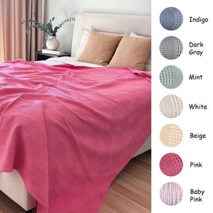 Colorful Waffle Linen Blanket,%100 Cotton Bedspread,King ,Oversize,Queen,Twin,Toddler for Lovely Home Idea
