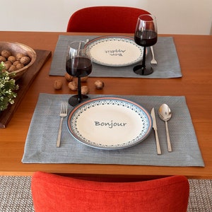 Custom Linen Placemats,Set of 2,4,6,8,10,12 in Anthracite Gray Color, Table Decoration Ideas,Gift for New Home
