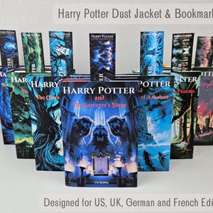 Complete HP Dust Jacket & Bookmark Set, Digital Download, Printable - Transform the Collection with a Magical Design Book Covers, Bookmarks