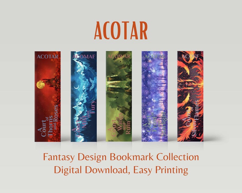 ACOTAR Bookmark Set Digital Download, Printable, Fantasy Bookmarks for ...