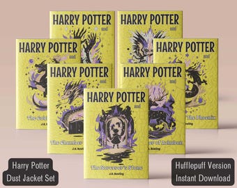 HP Dust Jacket Set Books 1-7 - Loyal House Version | Printable Digital Download | Custom HP Book Covers | YA Fantasy Fan Gift