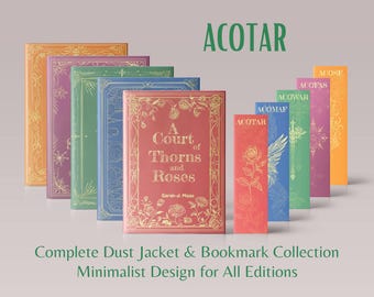 ACOTAR Bundle Dust Jacket and Bookmark Set, Digital Download, Minimalist Design Book Covers for A Court of Thorns and Roses Series