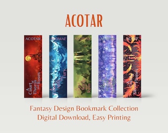 ACOTAR Bookmark Set - Digital Download, Printable, Fantasy Bookmarks for A Court of Thorns and Roses Series