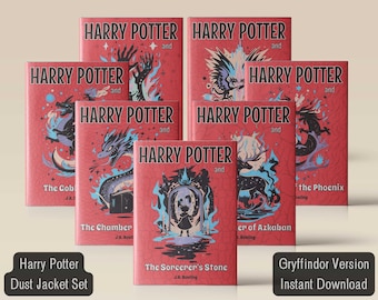 HP Dust Jacket Set Books 1-7 - Brave House Version | Printable Digital Download | Custom HP Book Covers | YA Fantasy Fan Gift