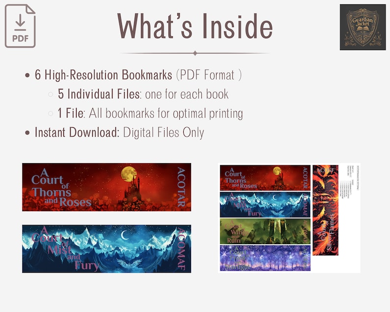 Ruination Bookmark ACOTAR Bookmark Set - Digital Download, Printable, Fantasy Bookmarks ...