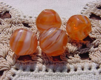 Coral Satin Givre Nuggets Vintage Glass Beads