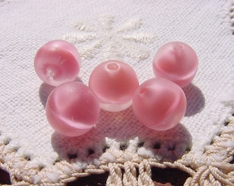 Winter Rose Pink Givre Frosted Petite 6mm Vintage Glass Beads
