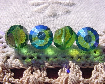 Green Turmaline Article 5101 RARE Vintage Swarovski Crystal Beads 4 pcs