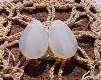 Fairy Wing Opal Opalescent Drops Vintage Czech Glass Beads