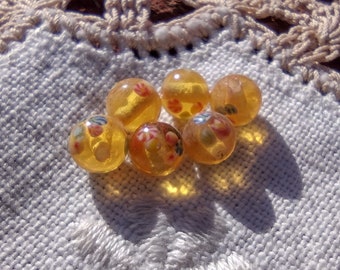 Golden Honey Petite Tombo Millefiori Vintage Japanese Glass Beads