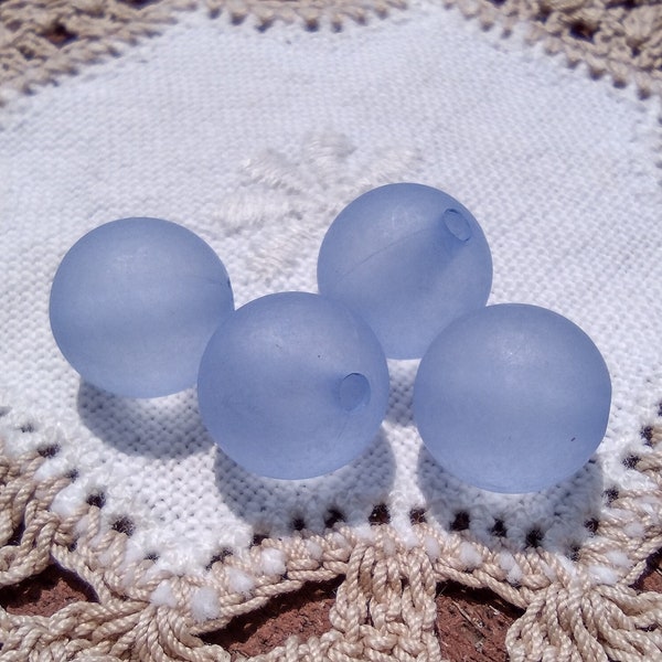 Frosted Light Sapphire Blue Vintage Lucite Beads