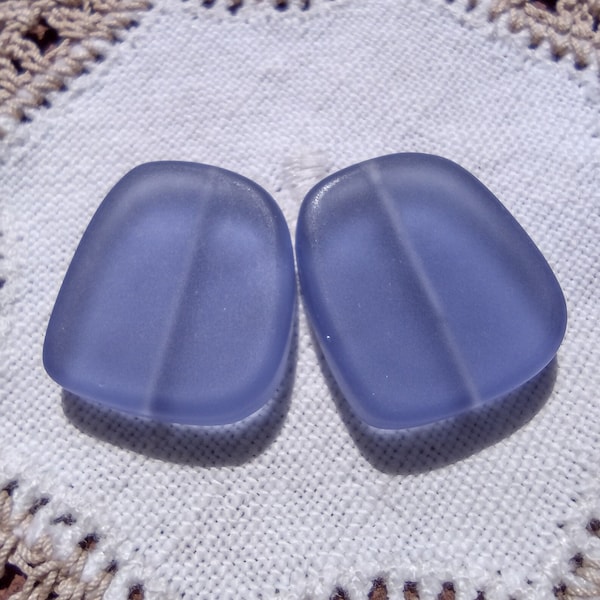 BOLD Frosted Montana Blue Focal Size Rectangular Vintage Glass Beads