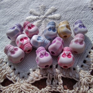 Rainbow Variety Skulls Dia de los Muertos Sugar Skulls Vintage Acrylic Beads
