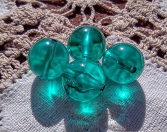 Bold Teal Glow Blue Green Bubbles Vintage Lucite Beads