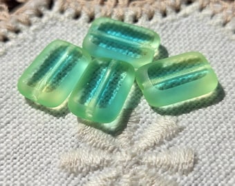 UV Reactive Sunny Yellow Green Blue Aqua Teal Table Cut Vintage Czech Glass Beads