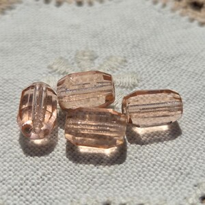 Vintage Rosaline Golden Peachy Pink Peach Faceted Barrels Vintage Czech Glass Beads