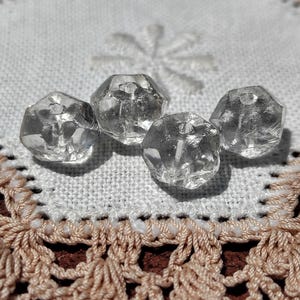Crystalline Clear English or Rough Cuts XLG Vintage Czech Glass Beads