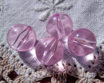 Bubbly Pink Effervescent Glow Mystical Spheres Vintage Lucite Beads