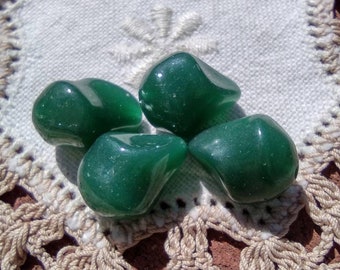 Stunning Jade Green Nugget XLG Vintage Glass Beads