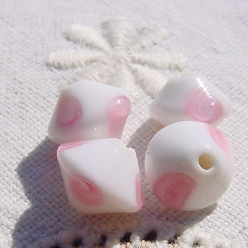Petite Pink Spots Spaceship Vintage Japanese Glass Beads Etsy