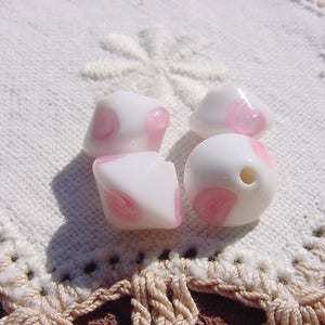 Petite Pink Spots Spaceship Vintage Japanese Glass Beads