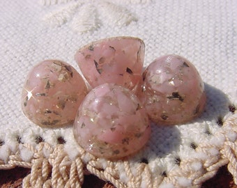 Old Fashioned Pink Glitter Gumdrops Vintage Lucite Cabochons