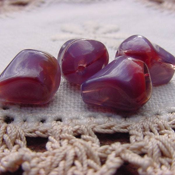 Pomegranate Plum Givre Nugget Vintage Glass Beads