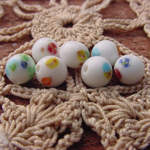 Marble White Millefiori Vintage Japanese Glass Beads