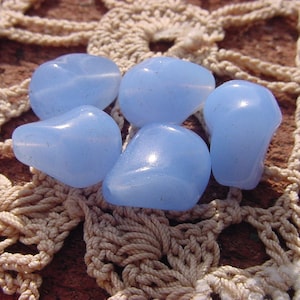 Cornflower Blue Powder Blue Opal Opalescent Nuggets Vintage Glass Beads