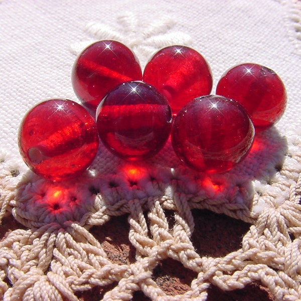 Garnet Red Vintage Japanese Lampwork Glass Beads