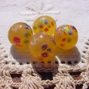 Golden Honey Vintage Japanese Tombo Glass Millefiori Beads
