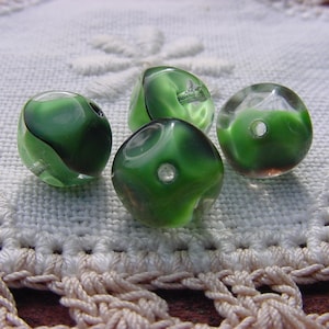 Fern Green Ebony Givre Baroque Vintage Glass Beads