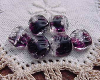 Midnight Amethyst Givre Tabs Vintage Glass Beads