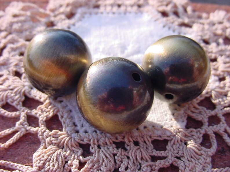 Bold Antiqued Brass Look Vintage Lucite Beads