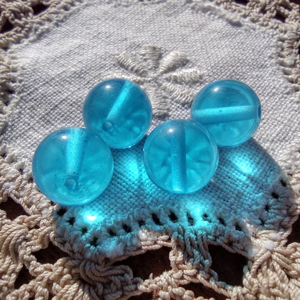 Capri Blue Round Globes Vintage West German Glass Beads