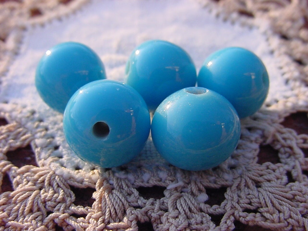 50 Pcs Vintage Japanese Cherry Brand Light Blue Turquoise 8mm Baroque Glass Beads 13 thumbnail image
