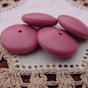 Dusty Rose Velvet Smooth Rondelles Vintage Lucite Beads