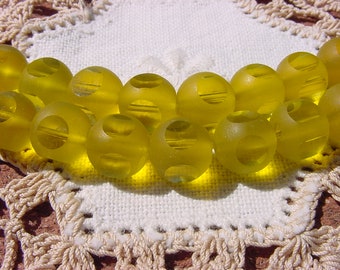 Golden Chartreuse Olivine Frosted RARE Vintage Glass Window Beads