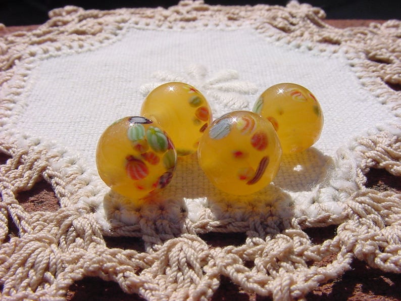 Golden Honey Vintage Japanese Glass Millefiori Beads