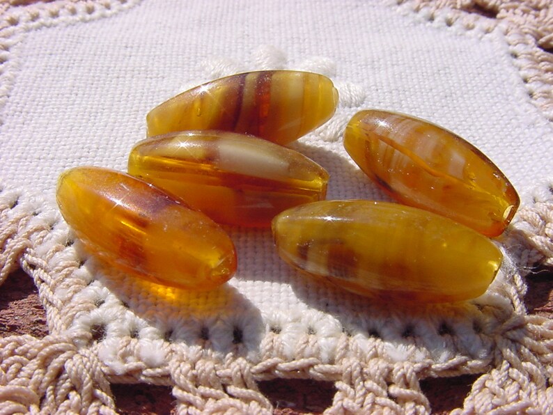 Caramel Apple Cider Swirls Tapered Vintage Glass Beads