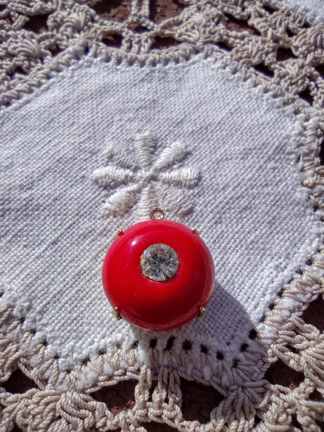 Candy Apple Red Fire Engine Red Swarovski Set Pendant Vintage Bead ...