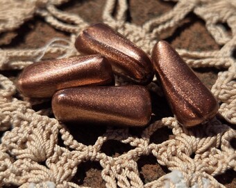 Vintage Copper Sheen Lucite Beads, Metallic Tapered Beads (Set of 4)