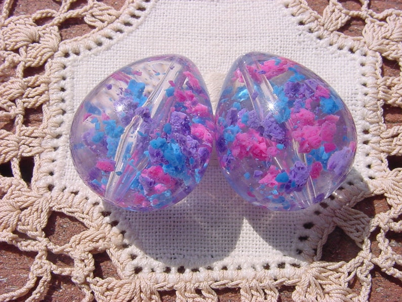 XLG Party Time Confetti DROPS Vintage Lucite Beads image 1